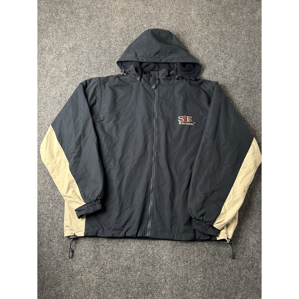 Mens San Francisco Golden Gate Bridge Fleece Lined Jacket Black, Size XXL